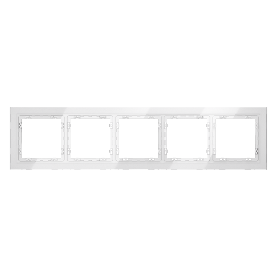 Рамка стеклянная VOLTUM S70 на 5 постов, (белый, стекло) фото 1 — Дзинь ля-ля