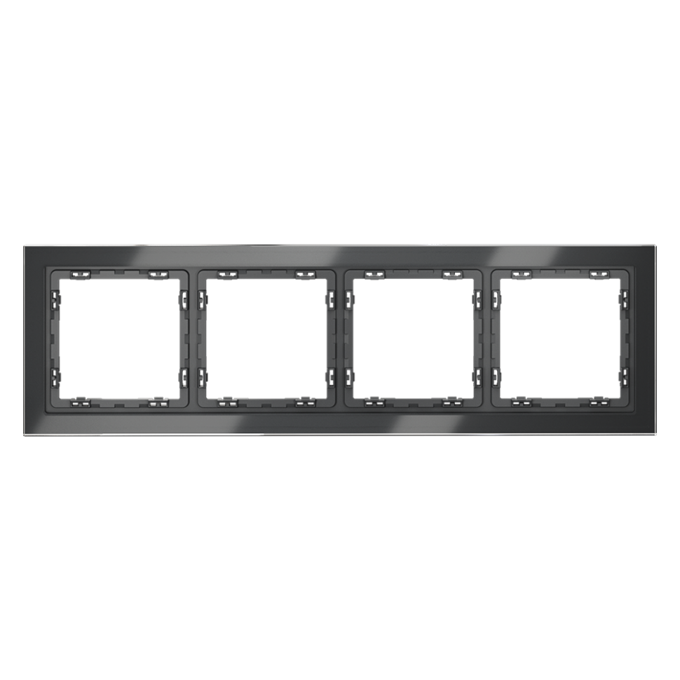 Рамка стеклянная VOLTUM S70 на 4 поста, (графит, стекло) фото 1 — Дзинь ля-ля