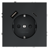 Розетка встраиваемая VOLTUM S70 с заземлением и защитными шторками, 16А, с USB, A+С, (графит) фото 1 — Дзинь ля-ля