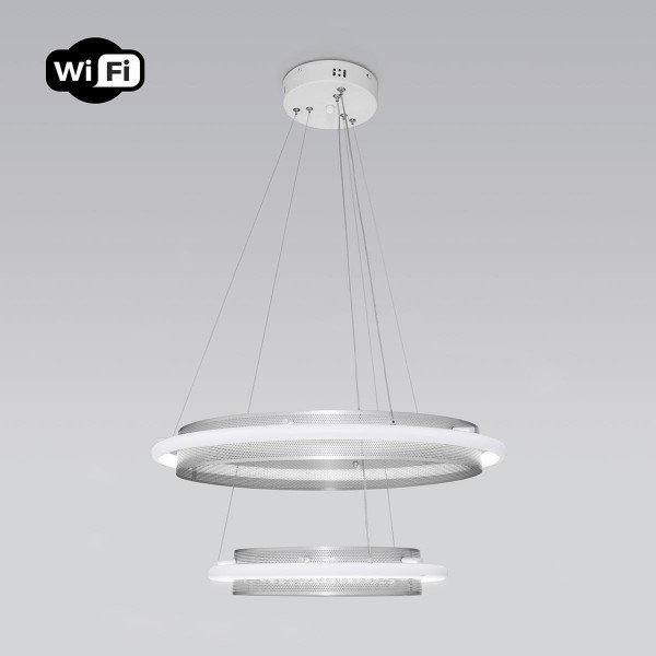 Подвесной светодиодный светильник Eurosvet Imperio 90241/2 белый/ серебро Smart — Дзинь ля-ля