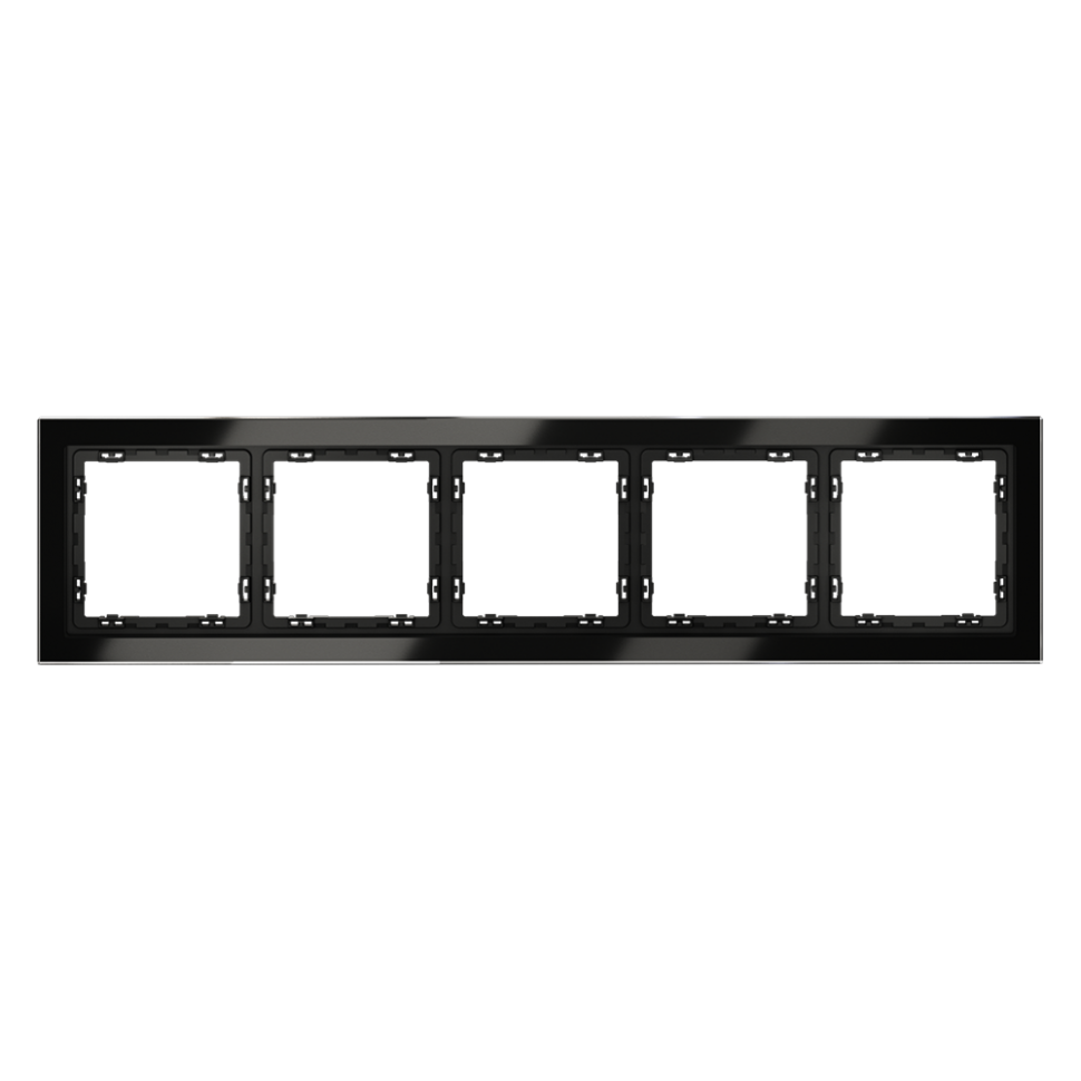 Рамка стеклянная VOLTUM S70 на 5 постов, (черный,стекло) фото 1 — Дзинь ля-ля