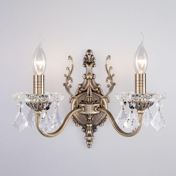 Бра Eurosvet 3281/2 античная бронза/прозрачный хрусталь Strotskis &mdash; Дзинь ля-ля