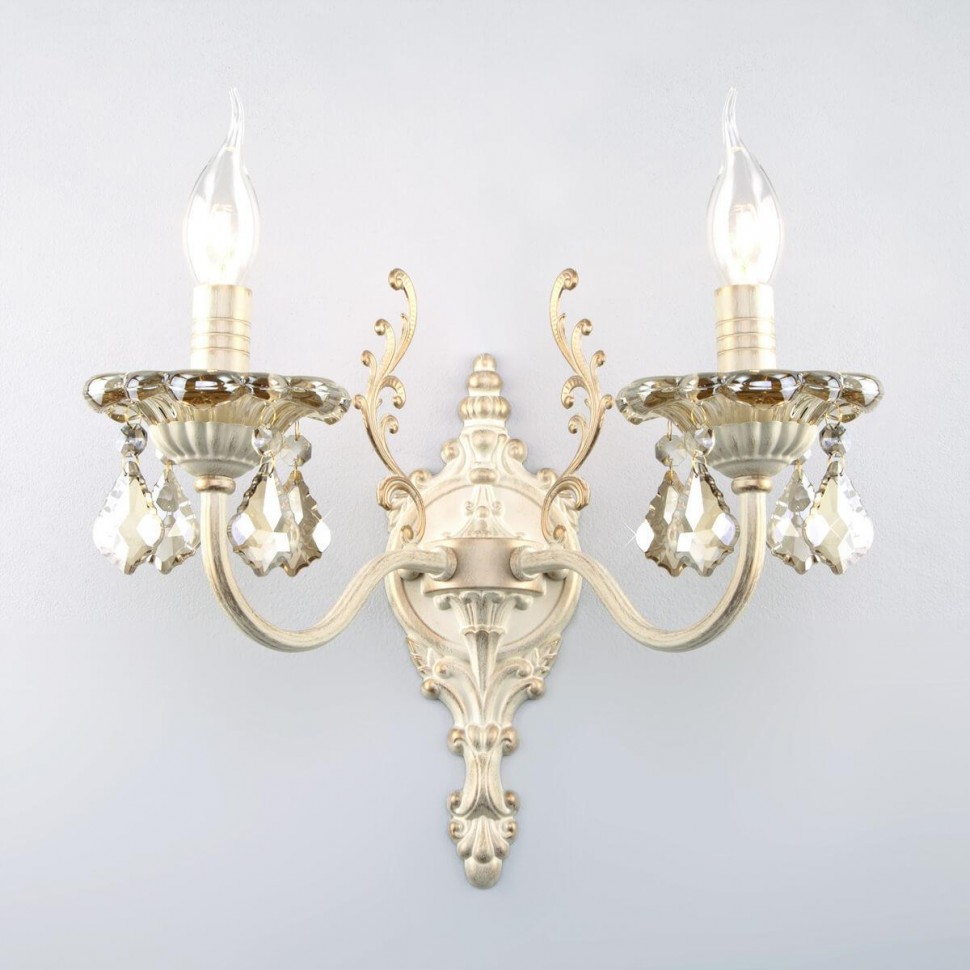 Бра Eurosvet 3281/2 белый с золотом/тонированный хрусталь Strotskis фото 1 &mdash; Дзинь ля-ля