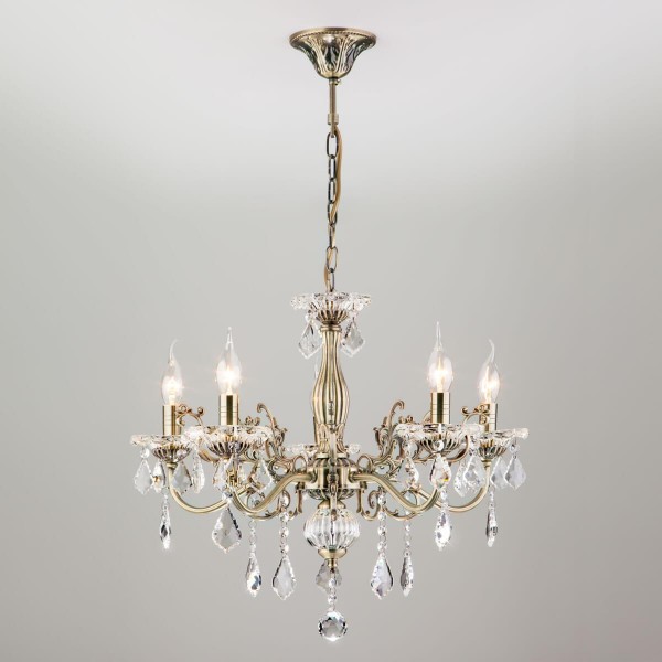 Подвесная люстра Eurosvet 3281/5 античная бронза/прозрачный хрусталь Strotskis &mdash; Дзинь ля-ля