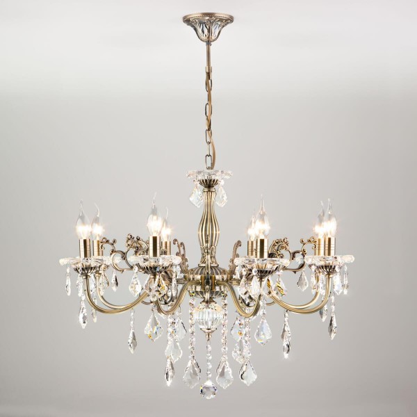 Подвесная люстра Eurosvet 3281/8 античная бронза/прозрачный хрусталь Strotskis &mdash; Дзинь ля-ля