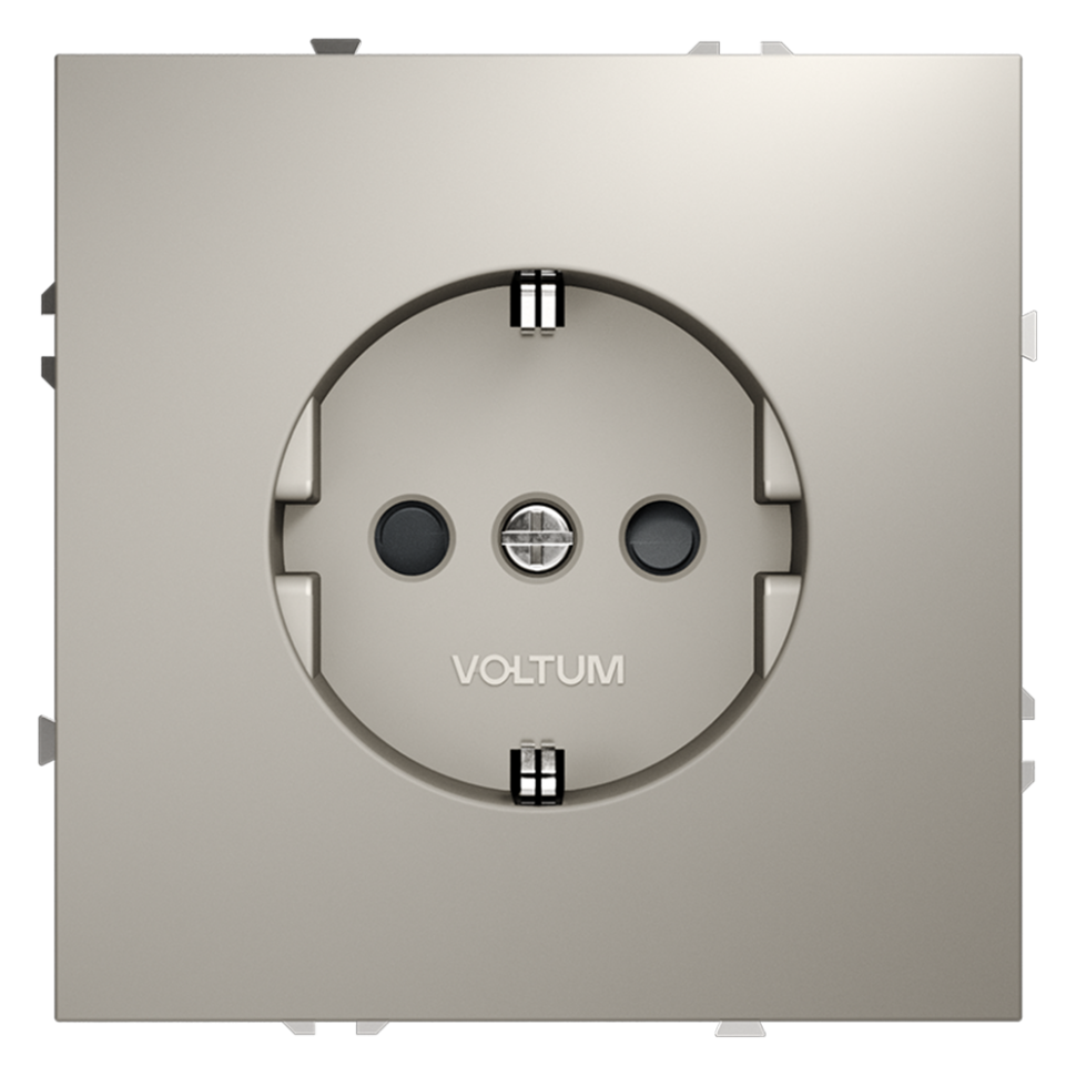 Розетка встраиваемая VOLTUM S70 с заземлением и защитными шторками, 16А, (кашемир) фото 1 — Дзинь ля-ля