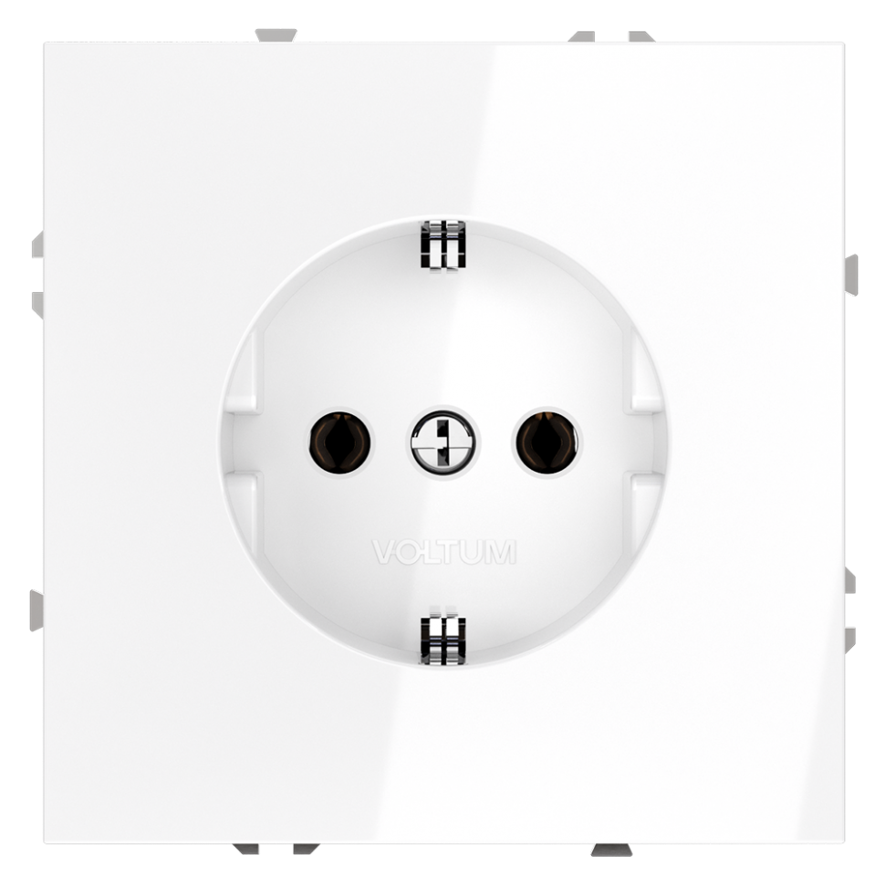 Розетка встраиваемая VOLTUM S70 с заземлением 16А, (белый глянцевый) фото 1 — Дзинь ля-ля