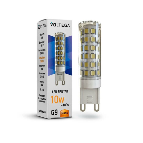 Лампа светодиодная Voltega G9 10W 2800К прозрачная VG9-K1G9warm10W 7038 — Дзинь ля-ля