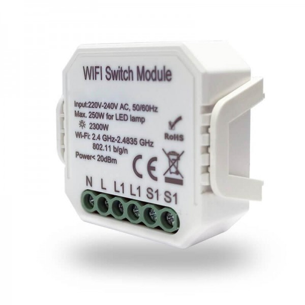 Wi-Fi реле-выключатель одноканальное Denkirs 1x2300Вт/250Вт для LED RL1001-SM — Дзинь ля-ля
