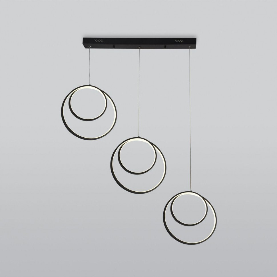 Подвесной светодиодный светильник Eurosvet Flow 90308/3 черный фото 1 &mdash; Дзинь ля-ля