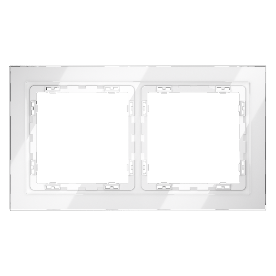 Рамка стеклянная VOLTUM S70 на 2 поста, (белый, стекло) фото 1 — Дзинь ля-ля