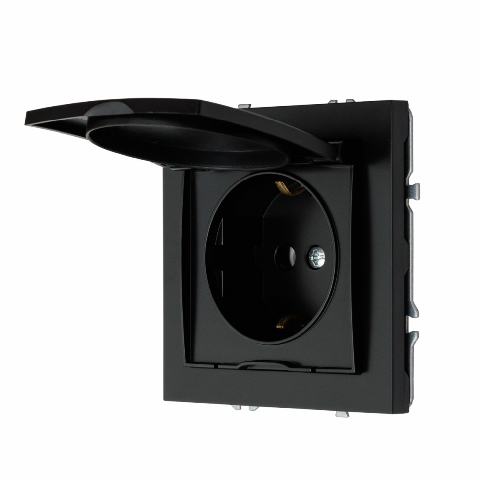 Розетка с заземлением и крышкой MIKAMI 16 А, 250 В черный фото 1 — Дзинь ля-ля