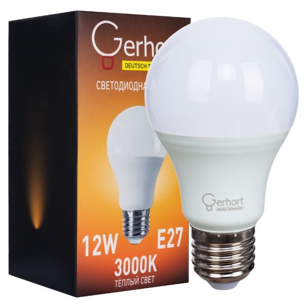 Светодиодная лампа 12W GERHORT A60 LED 3000K E27 — Дзинь ля-ля