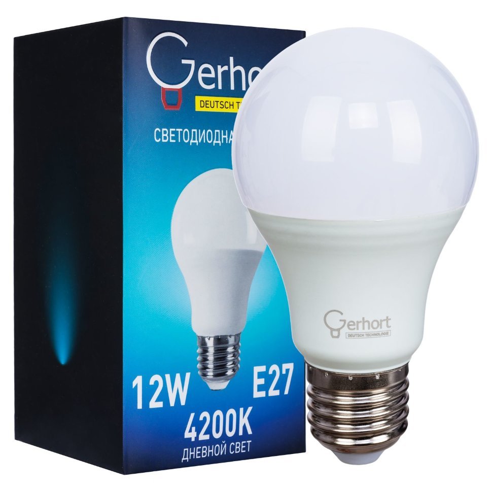 Светодиодная лампа 12W GERHORT A60 LED 4200K E27 фото 1 &mdash; Дзинь ля-ля