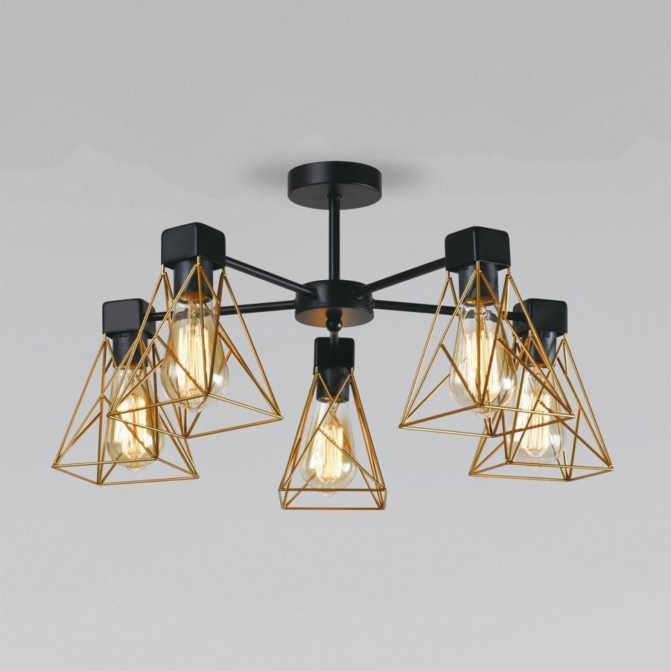 Потолочная люстра Eurosvet Trappola 70107/5 черный/латунь фото 1 &mdash; Дзинь ля-ля