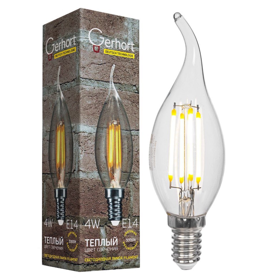 Светодиодная лампа 4W GERHORT CW35 LEDFL 3000K E14 фото 1 &mdash; Дзинь ля-ля