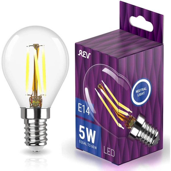 Лампа светодиодная филаментная REV G45 E14 5W 4000K DECO Premium холодный свет шар 32358 7 — Дзинь ля-ля