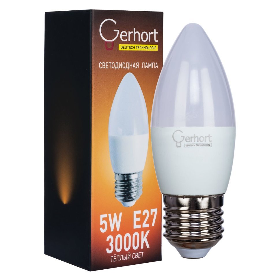 Светодиодная лампа 5W GERHORT C37 LED 3000K E27 фото 1 — Дзинь ля-ля
