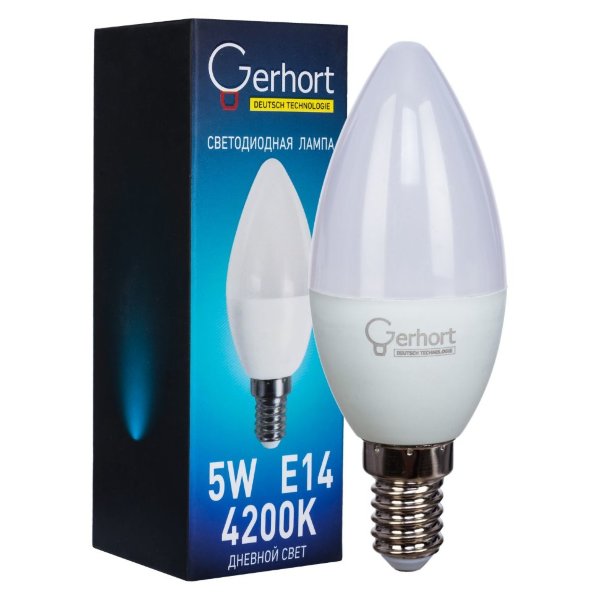 Светодиодная лампа 5W GERHORT C37 LED 4200K E14 — Дзинь ля-ля