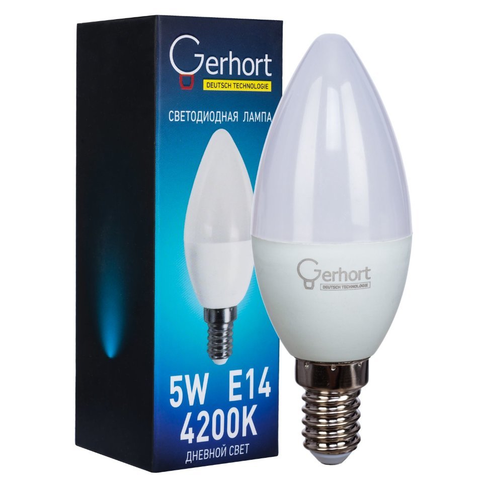Светодиодная лампа 5W GERHORT C37 LED 4200K E14 фото 1 — Дзинь ля-ля