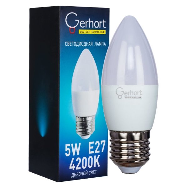 Светодиодная лампа 5W GERHORT C37 LED 4200K E27 — Дзинь ля-ля