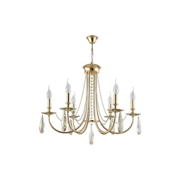Подвесная люстра Crystal Lux Victoria SP6 Gold/Amber &mdash; Дзинь ля-ля