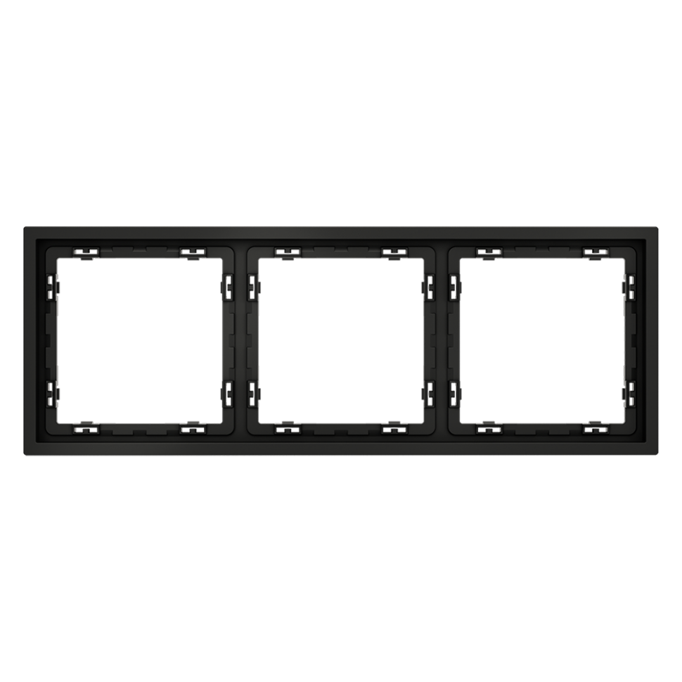 Рамка пластиковая VOLTUM S70 на 3 поста, (черный матовый) фото 1 — Дзинь ля-ля