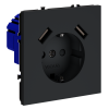 Розетка встраиваемая VOLTUM S70 с заземлением и защитными шторками, 16А, с USB, A+A, (графит) фото 2 — Дзинь ля-ля