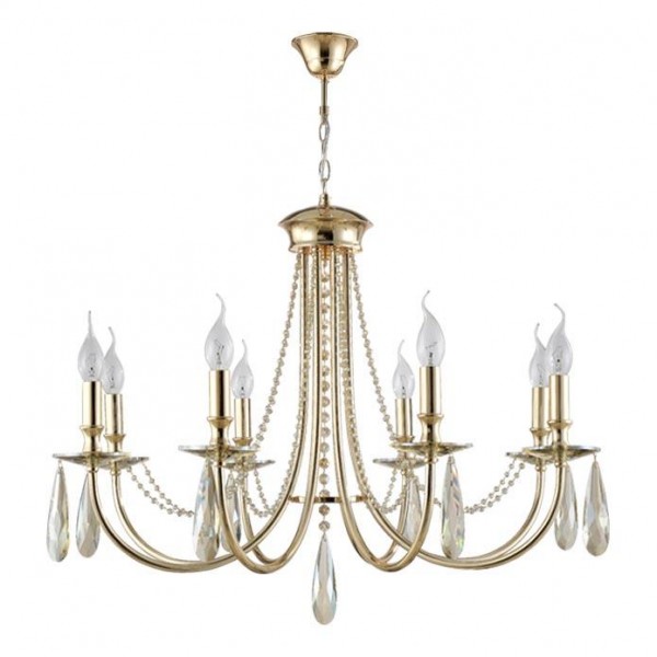 Подвесная люстра Crystal Lux Victoria SP8 Gold/Amber &mdash; Дзинь ля-ля
