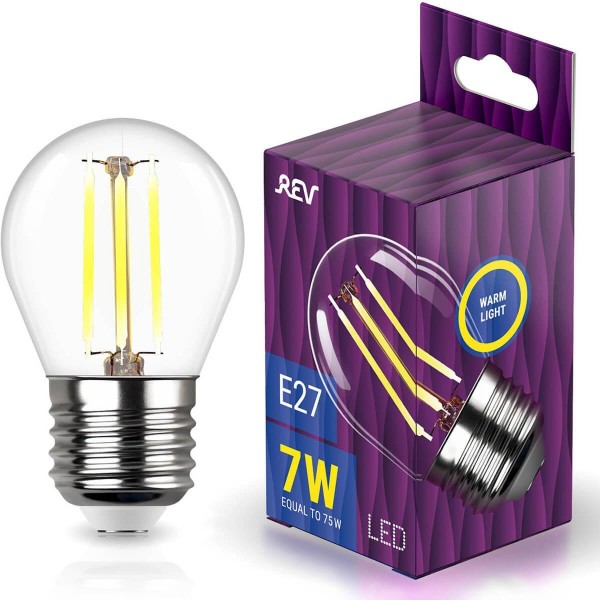 Лампа светодиодная филаментная REV G45 E27 7W 2700K DECO Premium теплый свет шар 32443 0 — Дзинь ля-ля