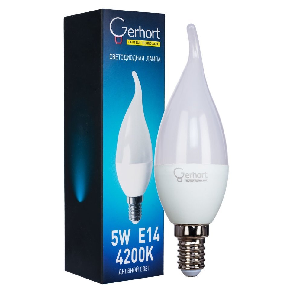 Светодиодная лампа 5W GERHORT CI37 LED 4200K E14 фото 1 — Дзинь ля-ля