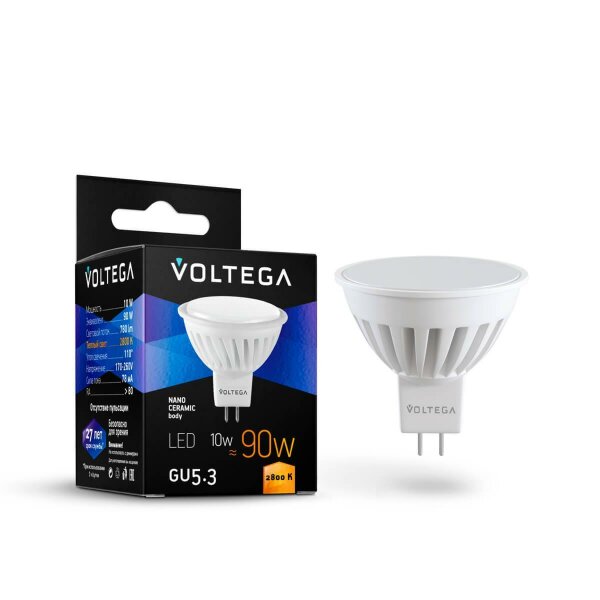 Лампа светодиодная Voltega GU5.3 10W 2800K матовая VG1-S2GU5.3warm10W-C 7074 — Дзинь ля-ля