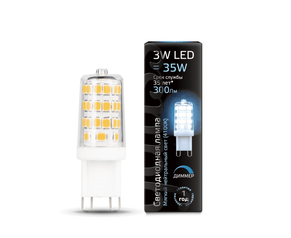 Лампа Gauss LED G9 AC185-265V 3W 300lm 4100K  диммируемая фото 1 &mdash; Дзинь ля-ля