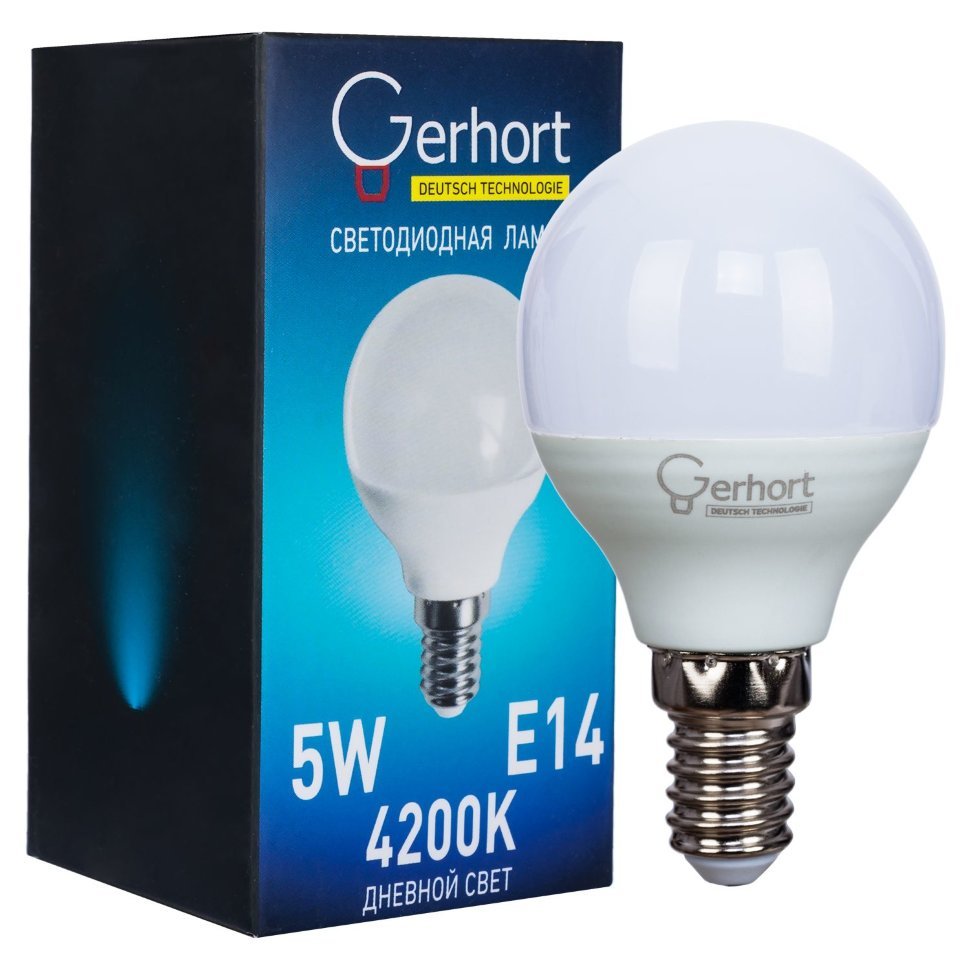 Светодиодная лампа 5W GERHORT G45 LED 4200K E14 фото 1 — Дзинь ля-ля