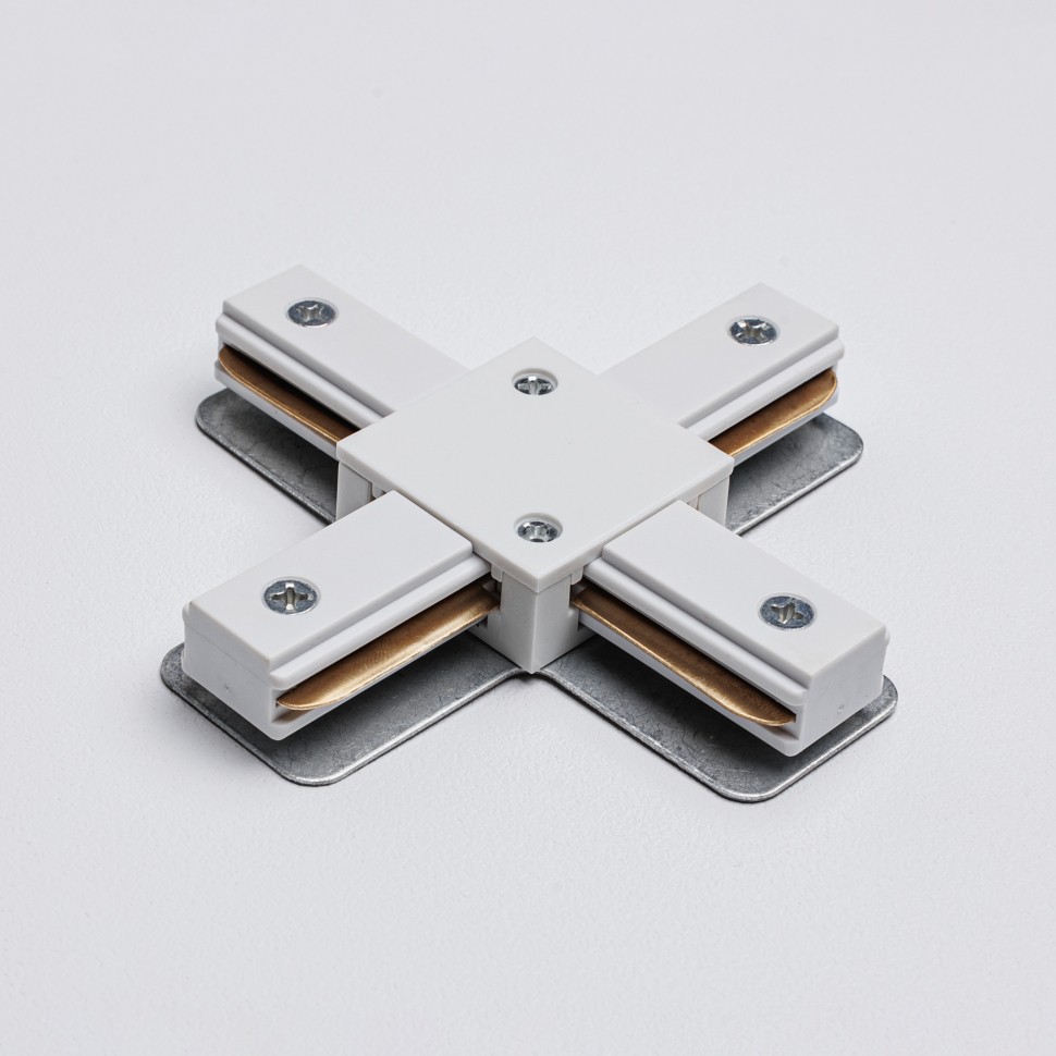 Х-коннектор для однофазного трекового шинопровода MKA-004-1 Белый фото 1 — Дзинь ля-ля